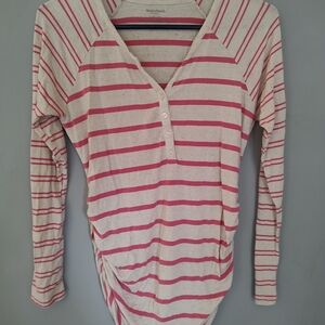 Motherhood Maternity Side Ruched Long Sleeve Henley Tee